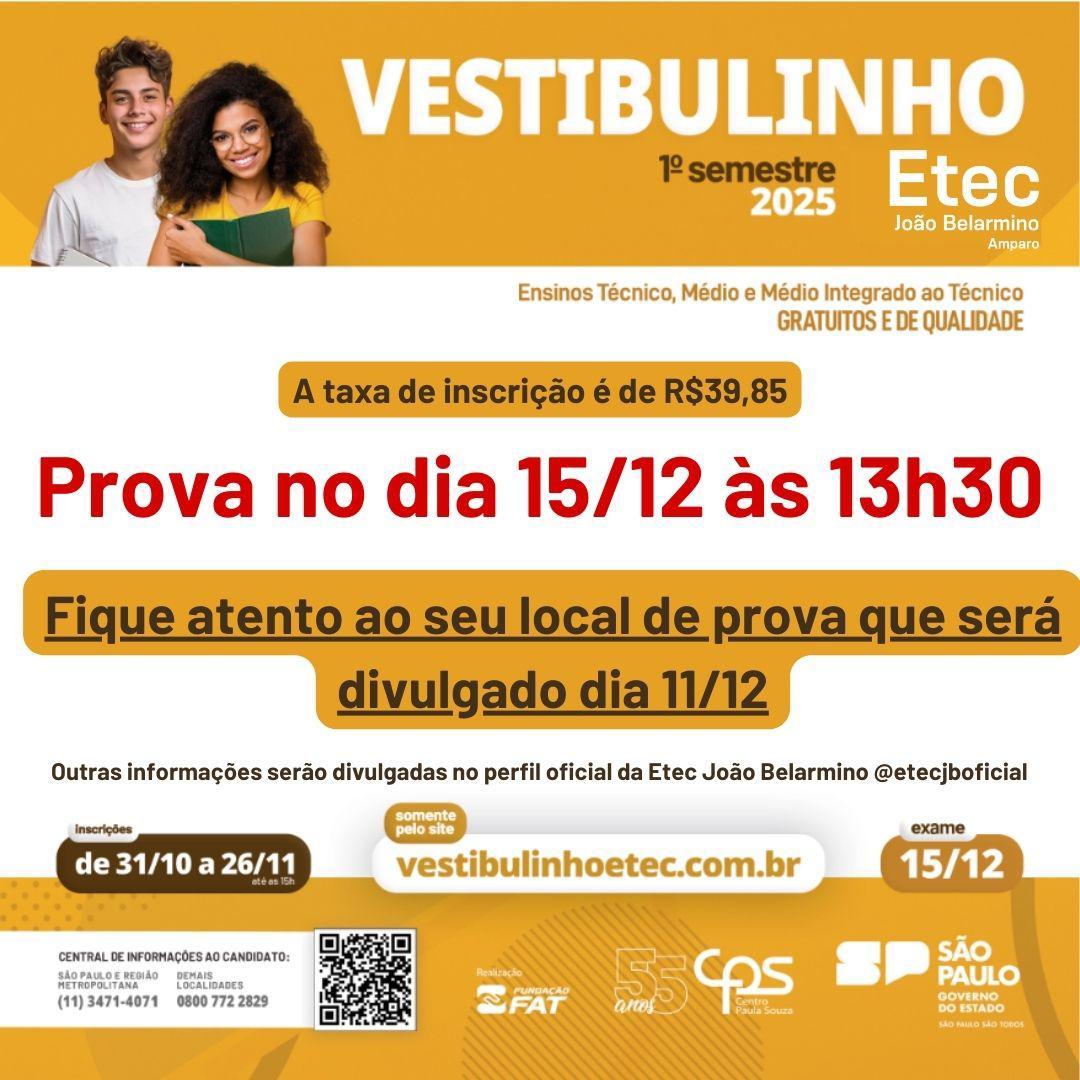 VESTIBULINHO ETEC 1ºSEMESTRE - 2025