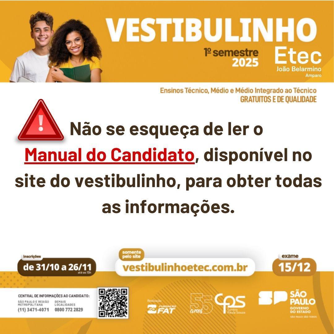 VESTIBULINHO ETEC 1ºSEMESTRE - 2025